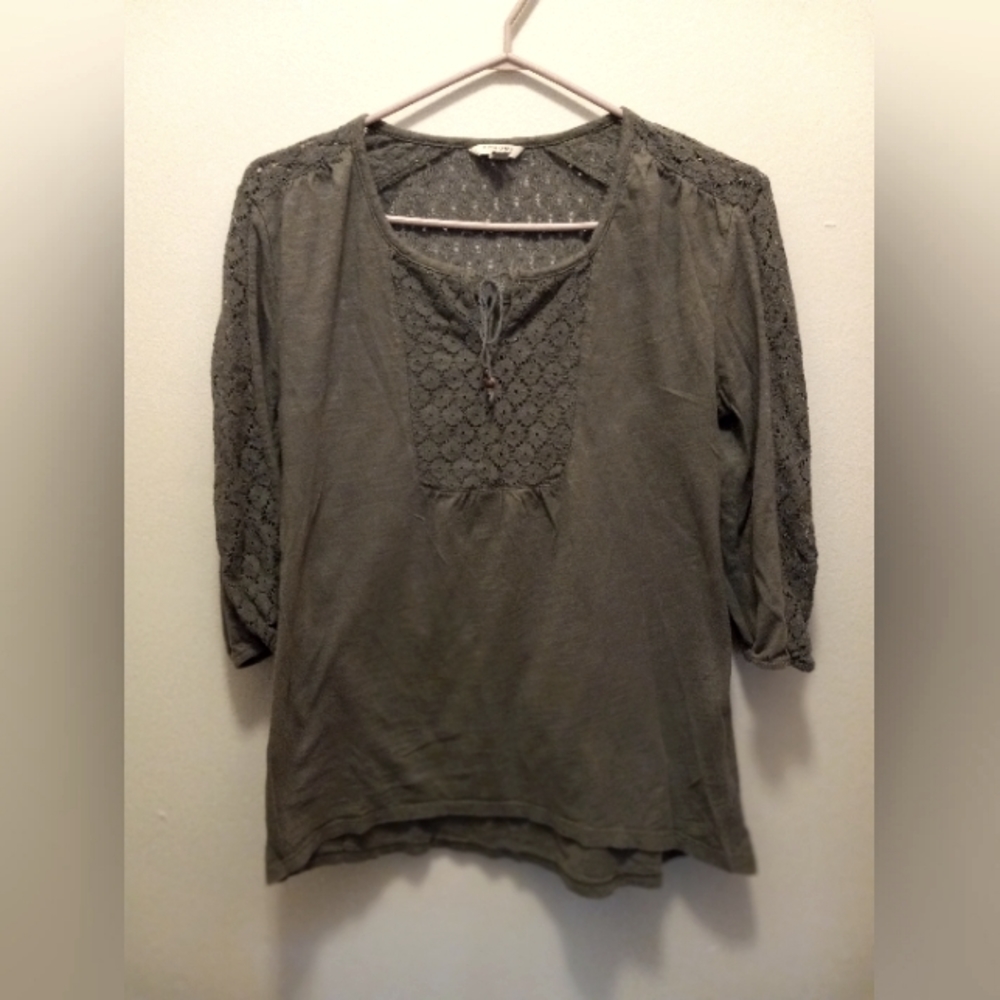 Sonoma Boho Lace and Cotton Long Sleeve Shirt Women's Size S